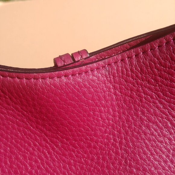 Kate Spade large shoulder bag purse 100% cow leather raspberry pink burg… - Picture 8 of 15